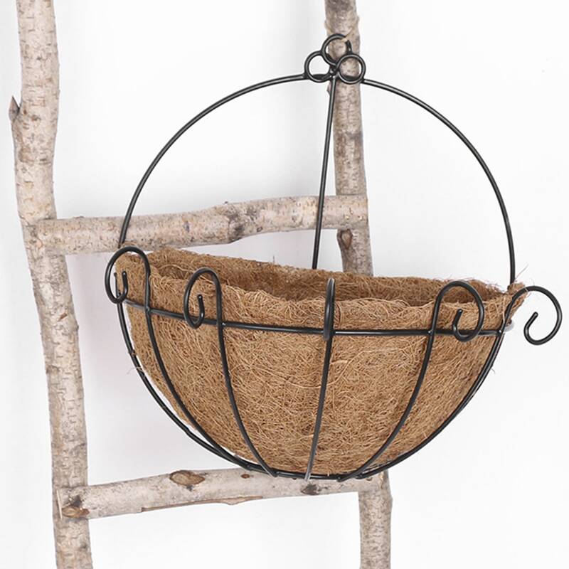 

1pc Round Wall Hanging Flower Basket, Black