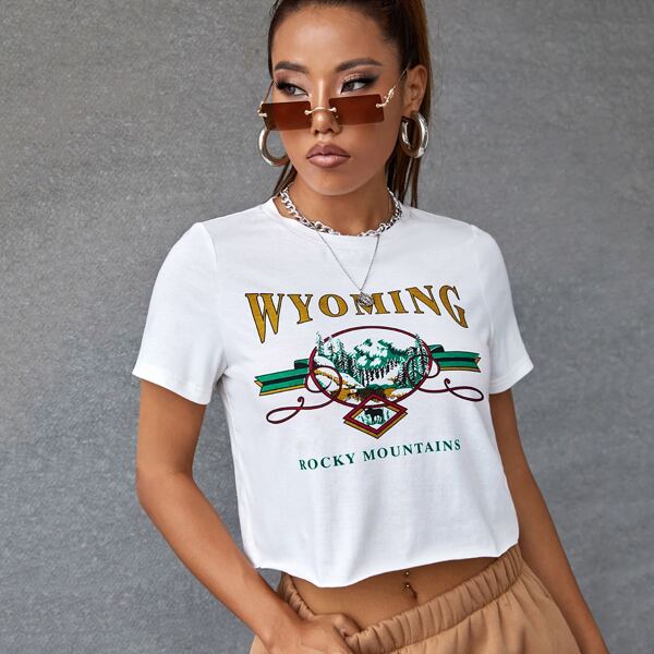 

Mountain & Letter Graphic Tee, White
