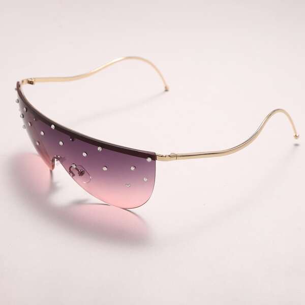 

Rhinestone Decor Tinted Lens Sunglasses