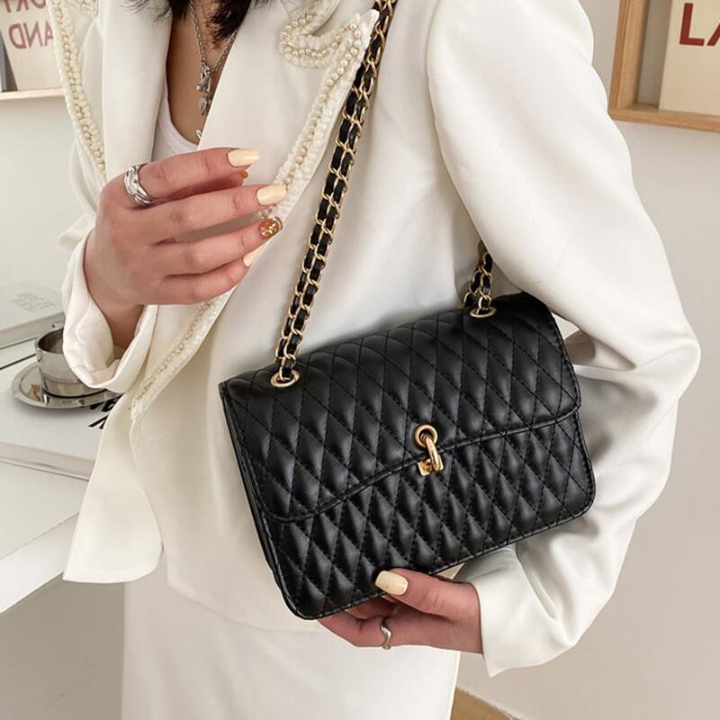 

Quilted Chain Shoulder Bag, Black