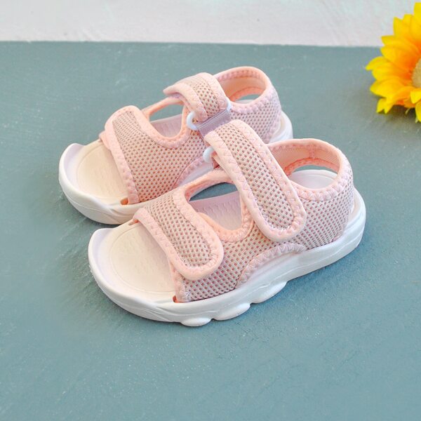 

Toddler Girls Cut Out Velcro Strap Sandals, Baby pink