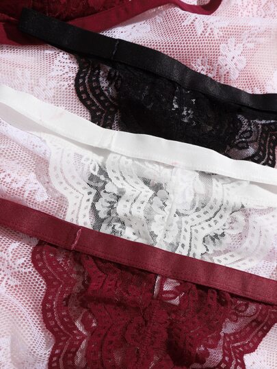 3sets Bloemen Kanten BH Slipje Lingerie Set view 4
