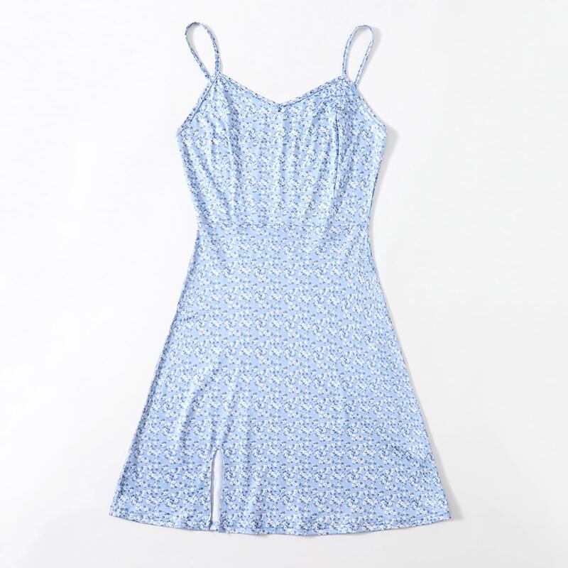 

Ditsy Floral Split Cami Dress, Baby blue