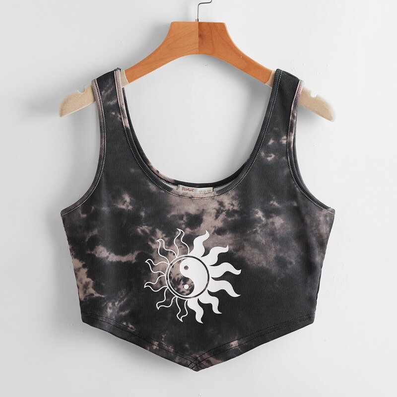 

Yin And Yang Graphic Tie Dye Tank Top, Multicolor