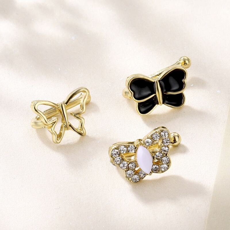 

3pcs Butterfly Design Earrings, Multicolor