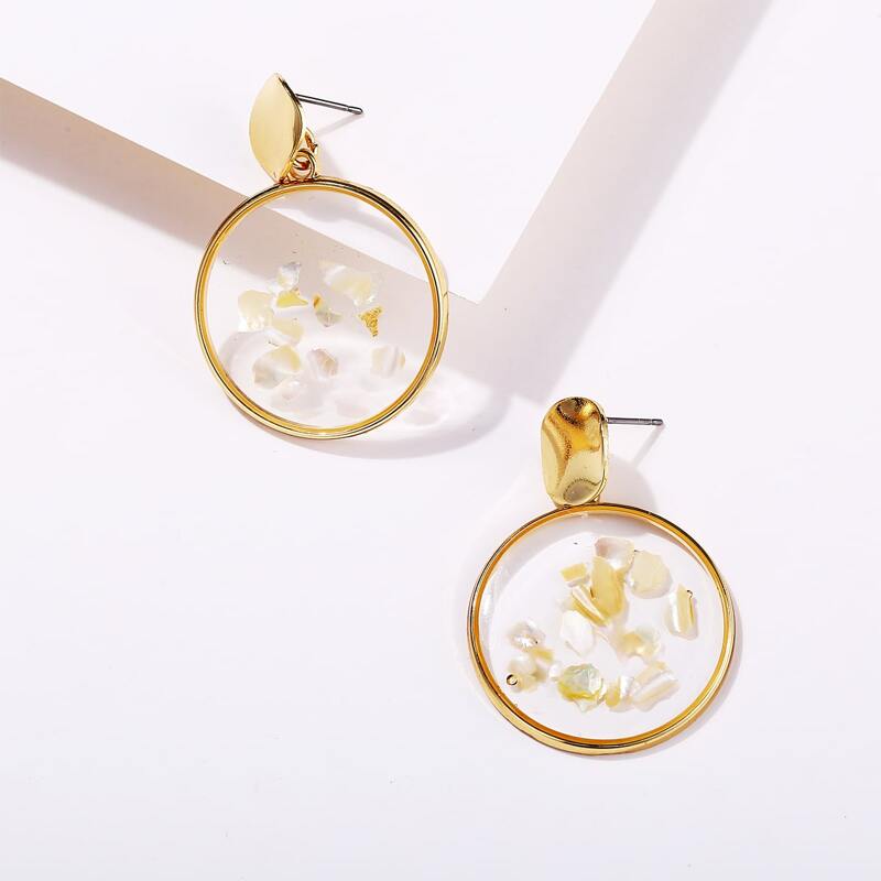 

Round Drop Earrings, Gold