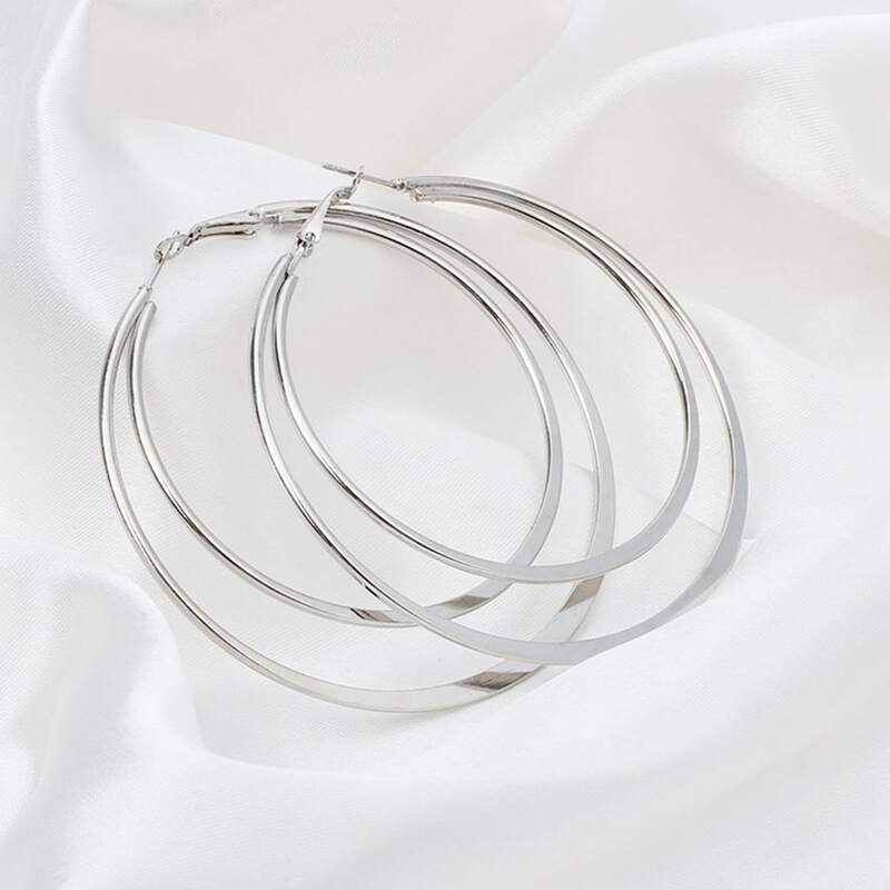 

1pair Minimalist Hoop Earrings, Silver