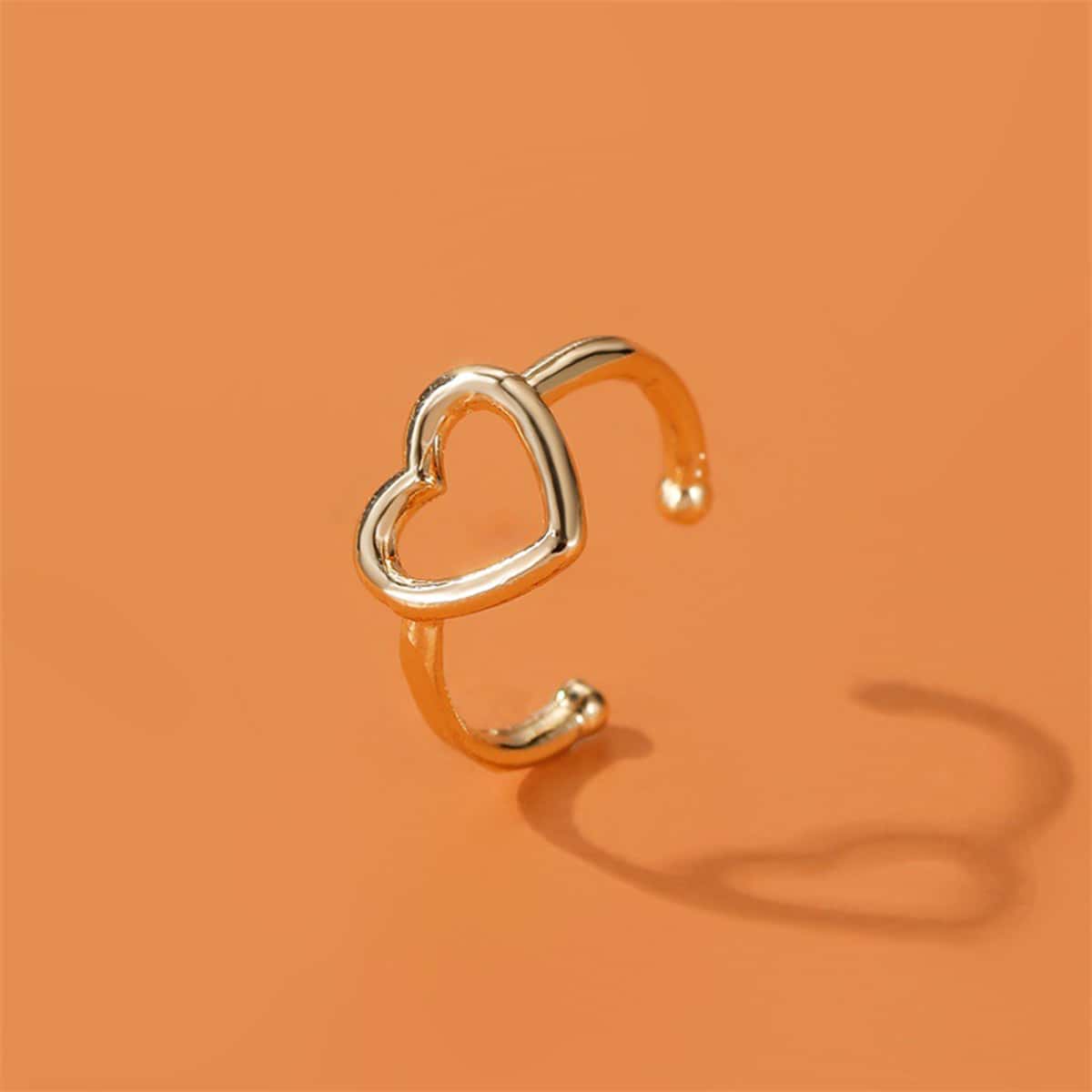 

1pc Heart Ear Cuff, Gold