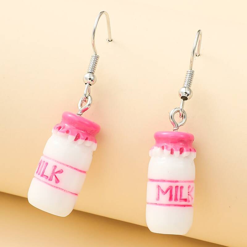 

Milk Bottle Drop Earrings, Hot pink