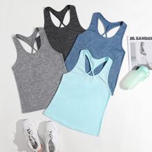 4pcs Cut Out Racer Back Sports Tank Top
