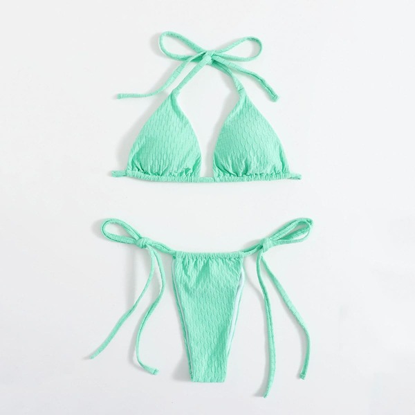

Halter Triangle Thong Bikini Swimsuit, Green