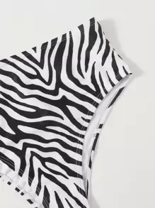 Zebra Stripe Bandeau Bikini - Black and White - View 4