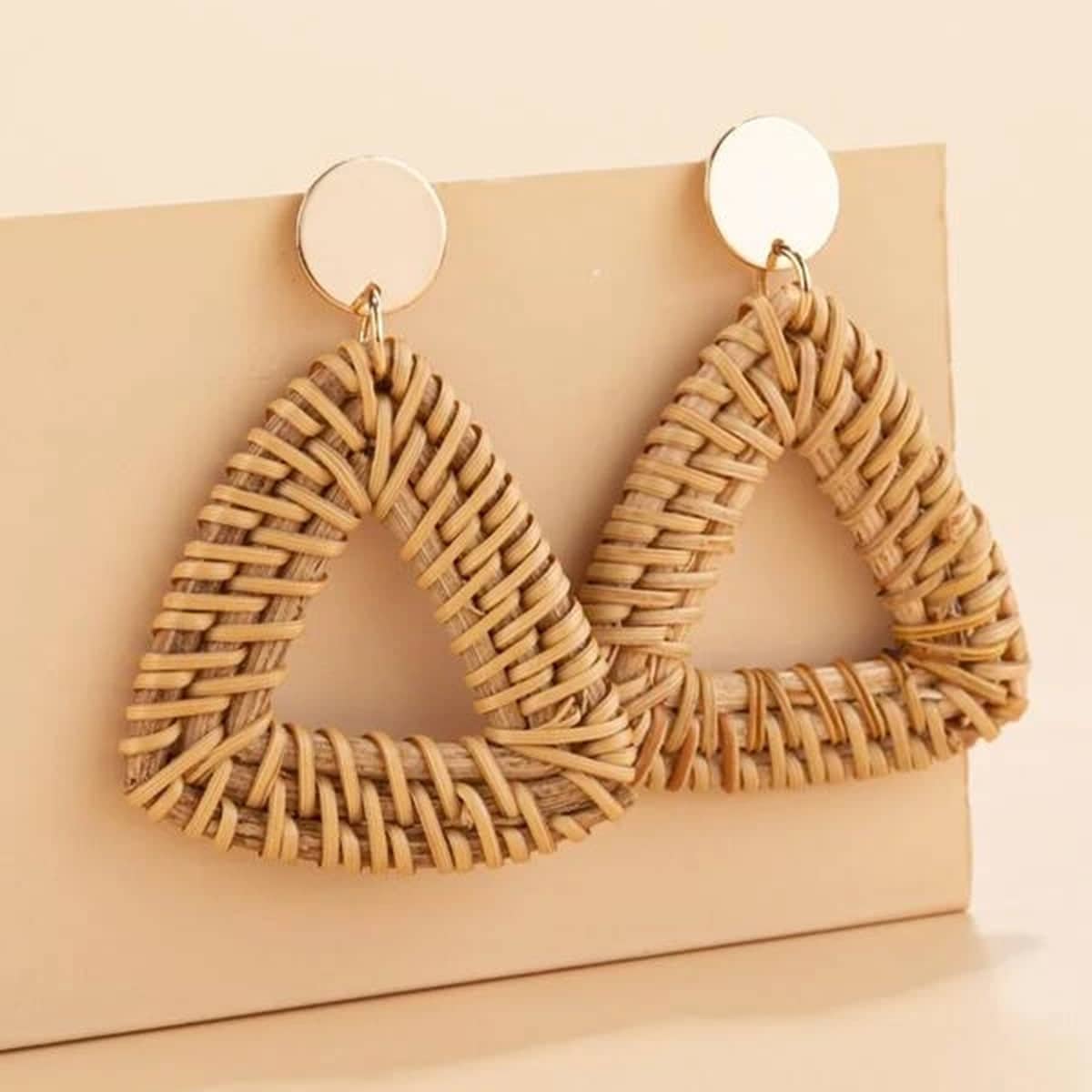 

Braided Triangle Drop Earrings, Yellow