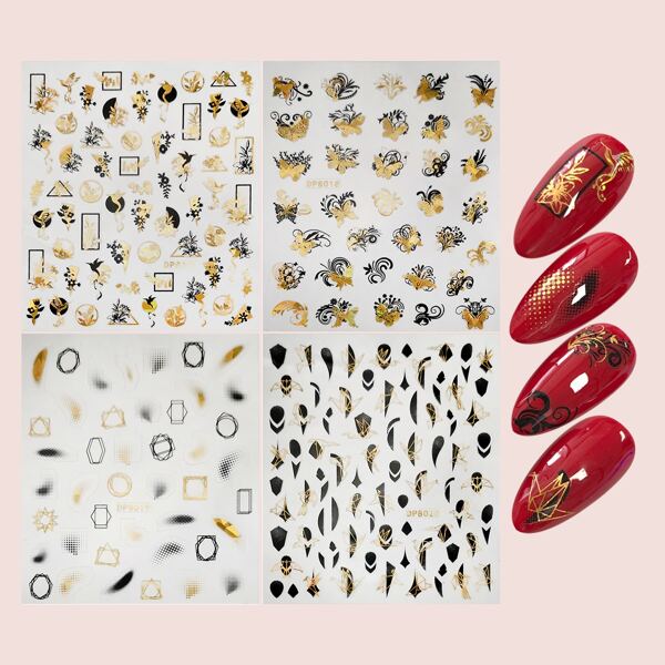 

4sheets Butterfly Pattern Nail Art Sticker, Multicolor