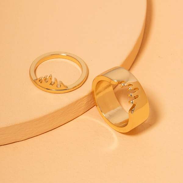 

2pcs Alloy Ring, Gold