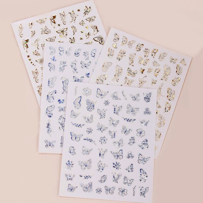 

4sheets Butterfly Pattern Nail Art Sticker, Multicolor