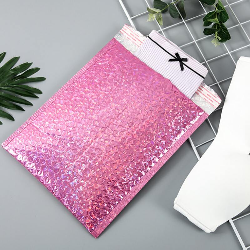 

10pcs Holographic Bubble Packing Bag, Hot pink