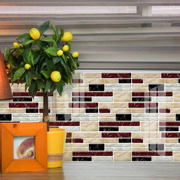 

9pcs Brick Pattern Epoxy Wall Sticker, Multicolor