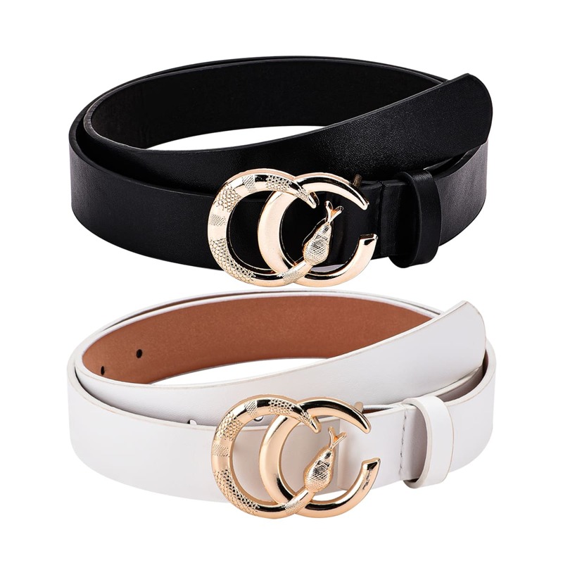 

2pcs Serpentine Buckle Belt, Black and white