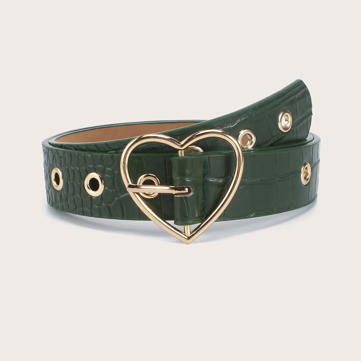 

1pc Heart Buckle Belt, Green