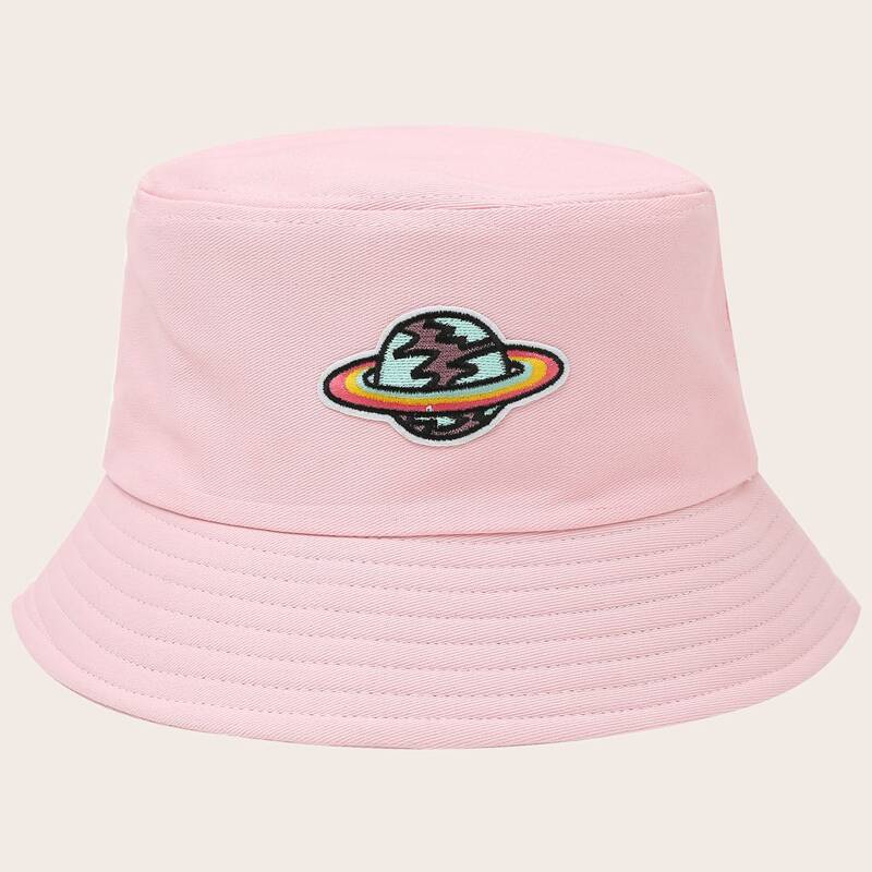 Planet Embroidery Bucket Hat, Pink