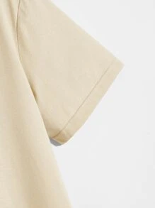 ROMWE MEN Tops Nam Đồ họa Lá thư Kỳ nghỉ - Màu Khaki - Xem 3