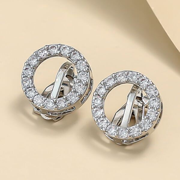 

Zircon Decor Earrings, Silver