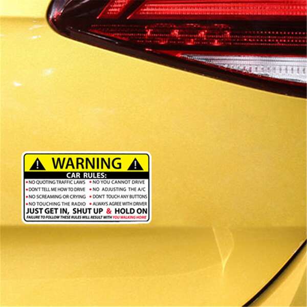 

Car Safety Warning Rules Sticker, Multicolor