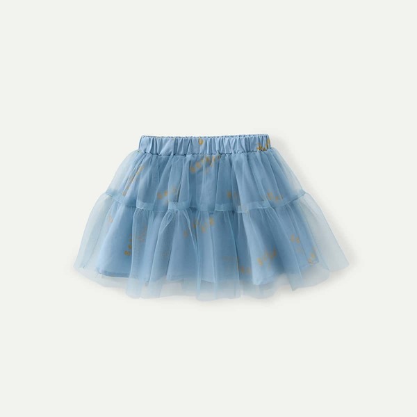 

Toddler Girls Letter Graphic Mesh Skirt, Dusty blue