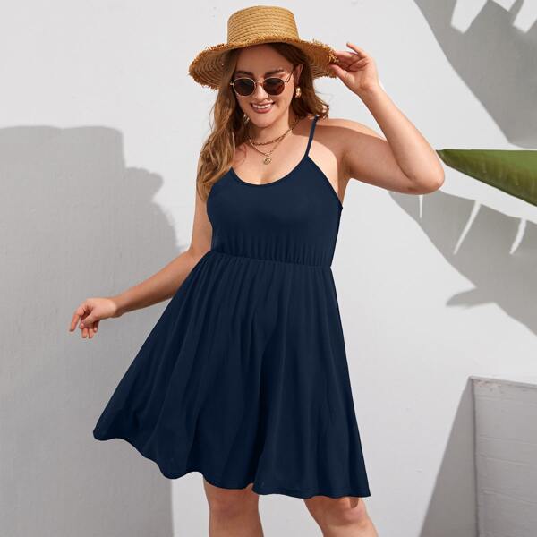 

Plus Solid Cami Dress, Navy blue