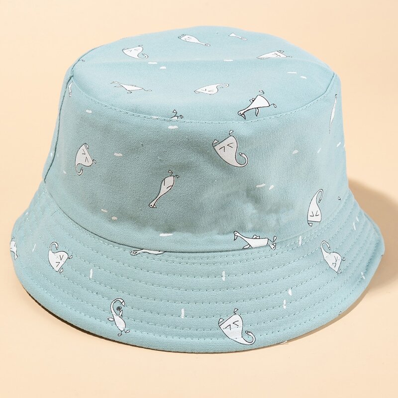 

Cartoon Graphic Bucket Hat, Mint green