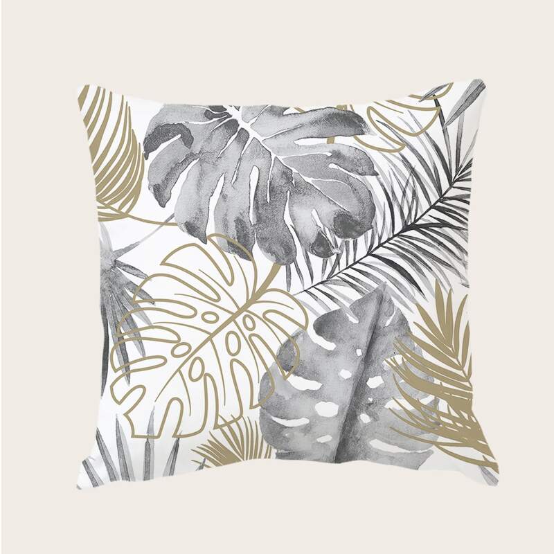 

Leaf Print Cushion Cover Without Filler, Multicolor