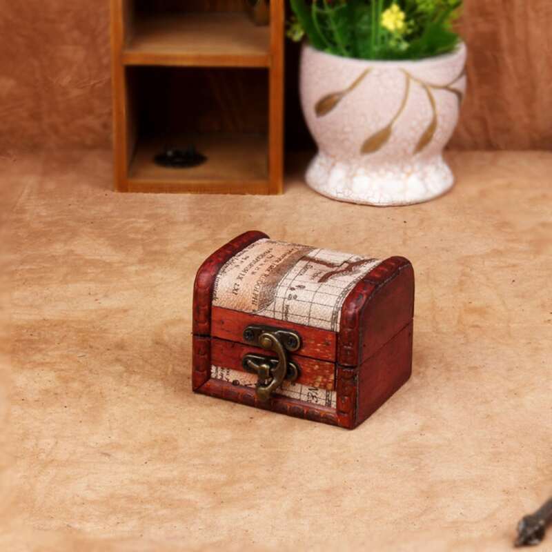 

1pc Vintage Mini Jewelry Box, Redwood