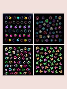 4sheets Butterfly Pattern Nail Art Sticker - Multicolor - View 2