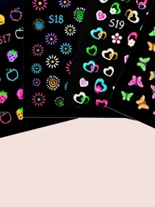 4sheets Butterfly Pattern Nail Art Sticker - Multicolor - View 3