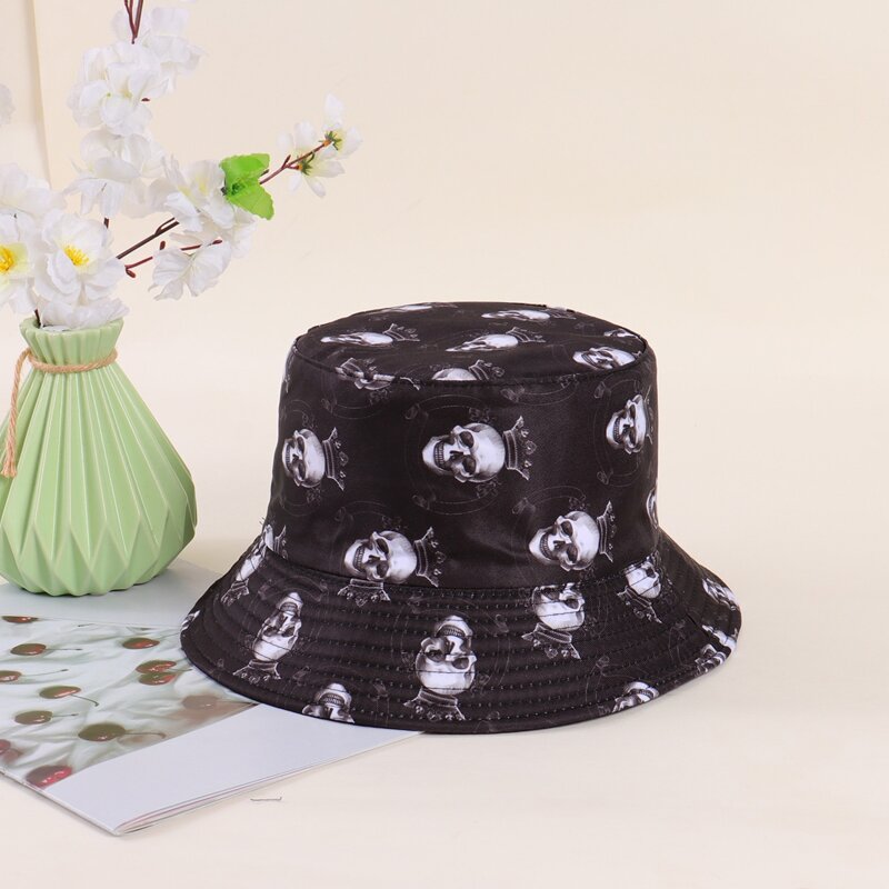 

Guys Skeleton Pattern Bucket Hat, Black