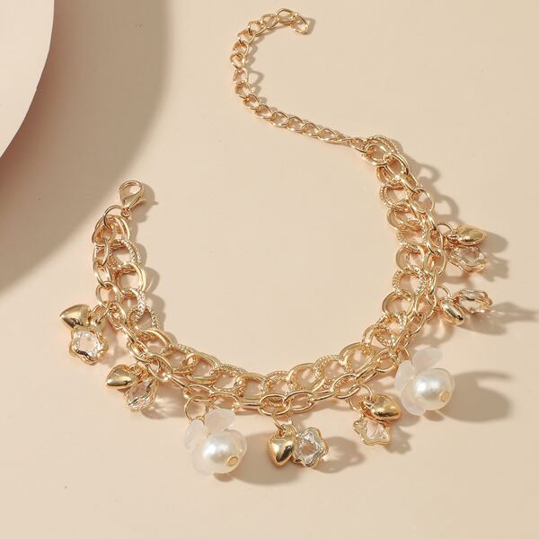 

Faux Pearl Decor Layered Bracelet, Multicolor