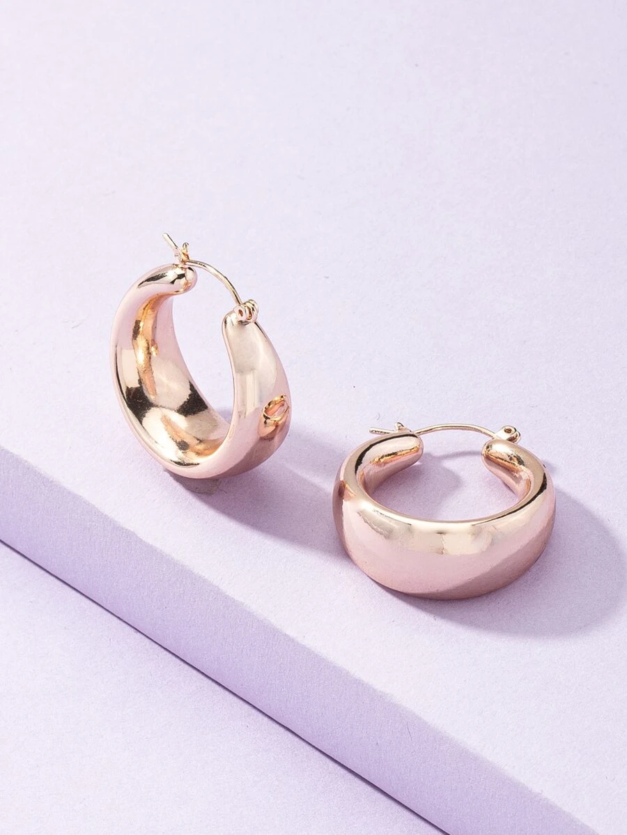 Pendientes de aro metálico - Oro rosa - Ver 1