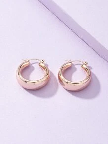 Pendientes de aro metálico - Oro rosa - Ver 2