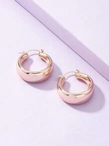 Pendientes de aro metálico - Oro rosa - Ver 3