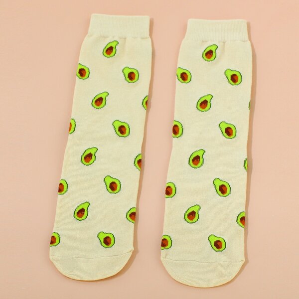 

Fruit Print Crew Socks, Multicolor