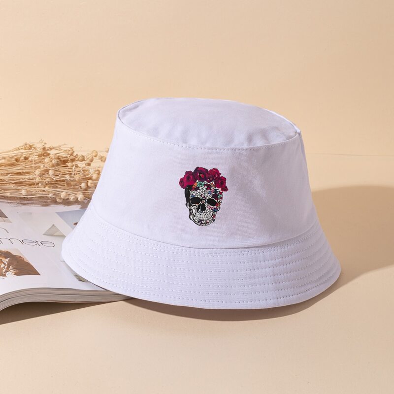 

Skeleton Graphic Bucket Hat, White