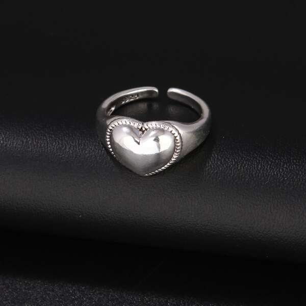 

Men Heart Detail Ring, Antique silver