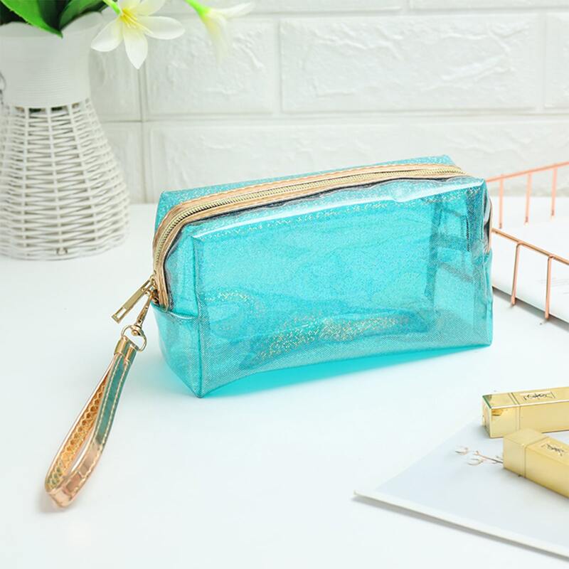 

Holographic Clear Makeup Bag, Baby blue