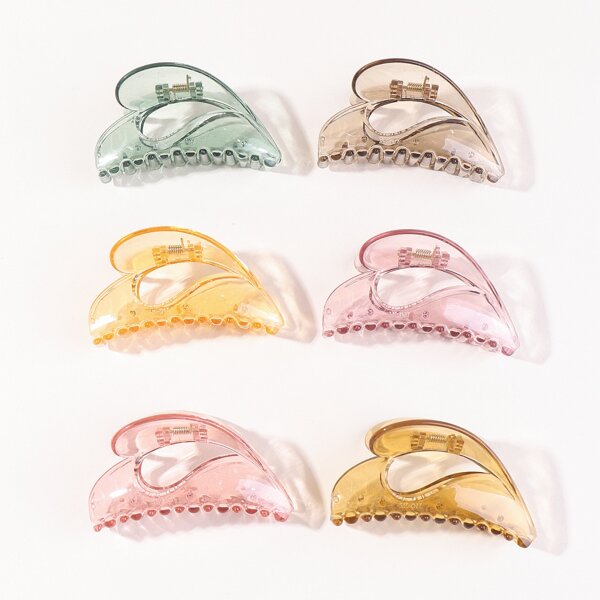 

6pcs Solid Hair Claw, Multicolor