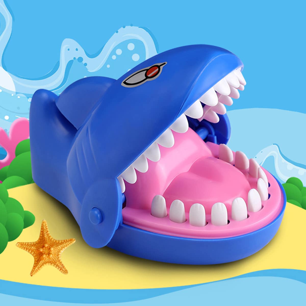 

1pc Shark Biting Prank Toy, Blue