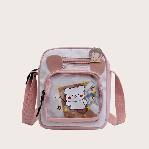

Cartoon Graphic Two Tone Crossbody Bag, Multicolor