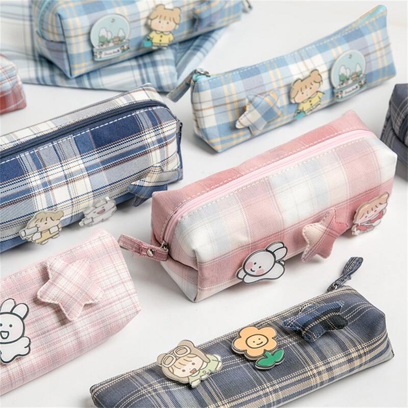 

1pc Random Plaid Pencil Bag, Multicolor