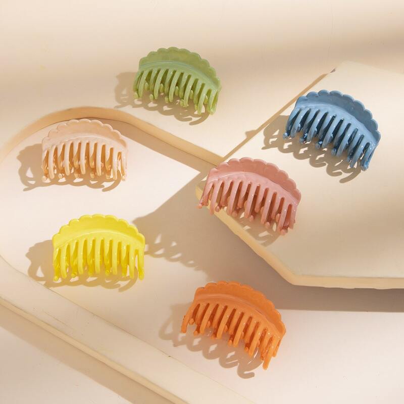 

6pcs Solid Hair Claw, Multicolor