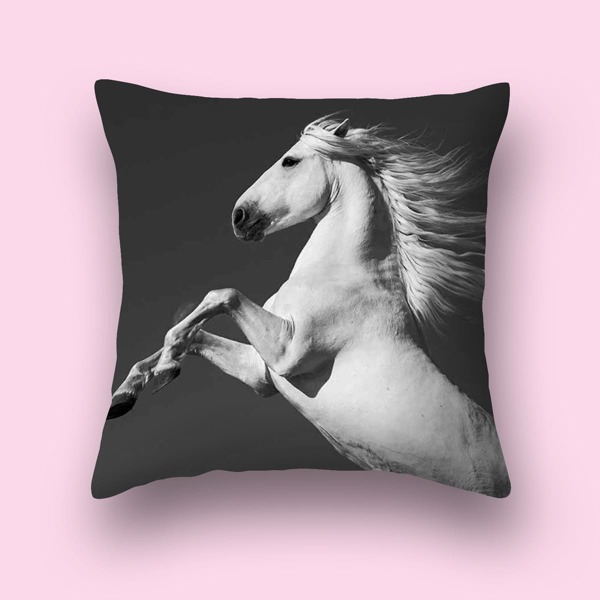 

Horse Print Cushion Cover Without Filler, Dark grey